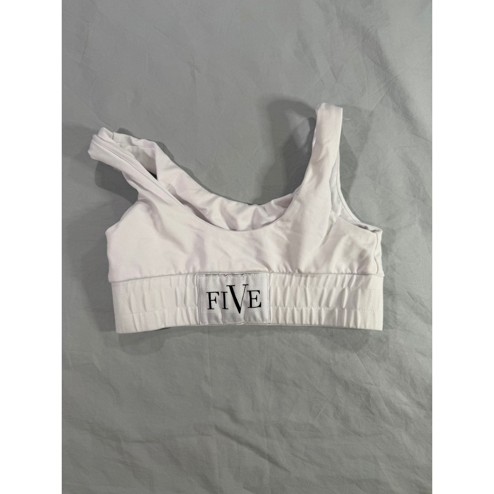 Five the Label Youth Large White Scoop Neck Elastic Band Sports Bra Soft Comfy - Picture 2 of 7